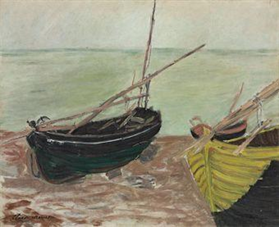 Étude de bateaux sur la plage d'Étretat by Claude Monet