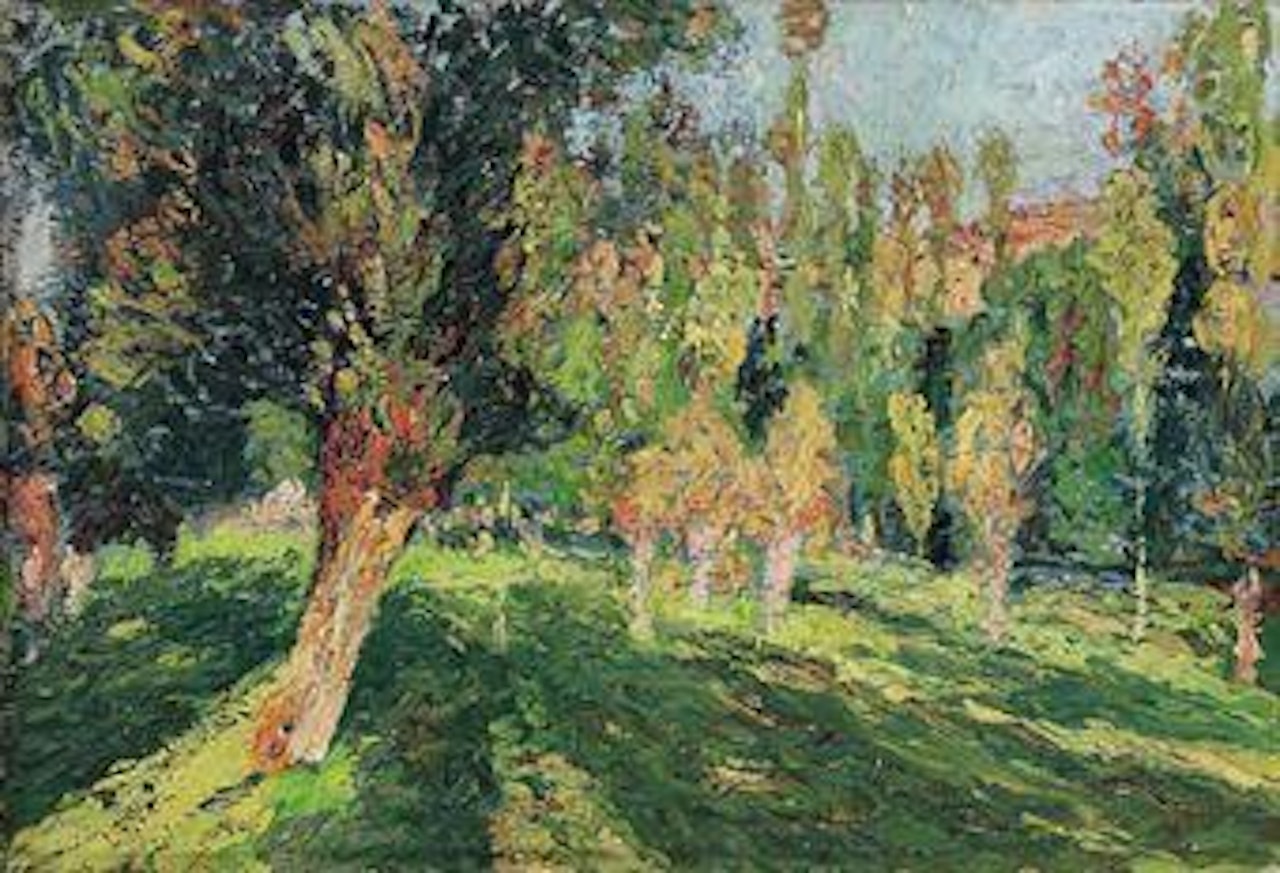 Saules et peupliers dans une prairie by Henri Jean Guillaume Martin