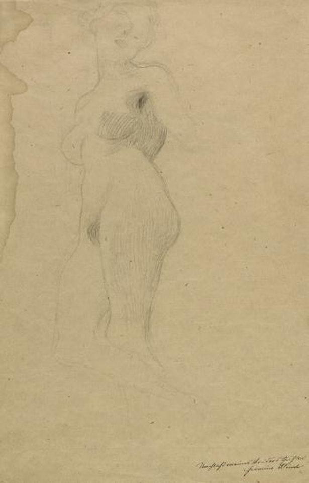 Weiblicher akt nach links by Gustav Klimt