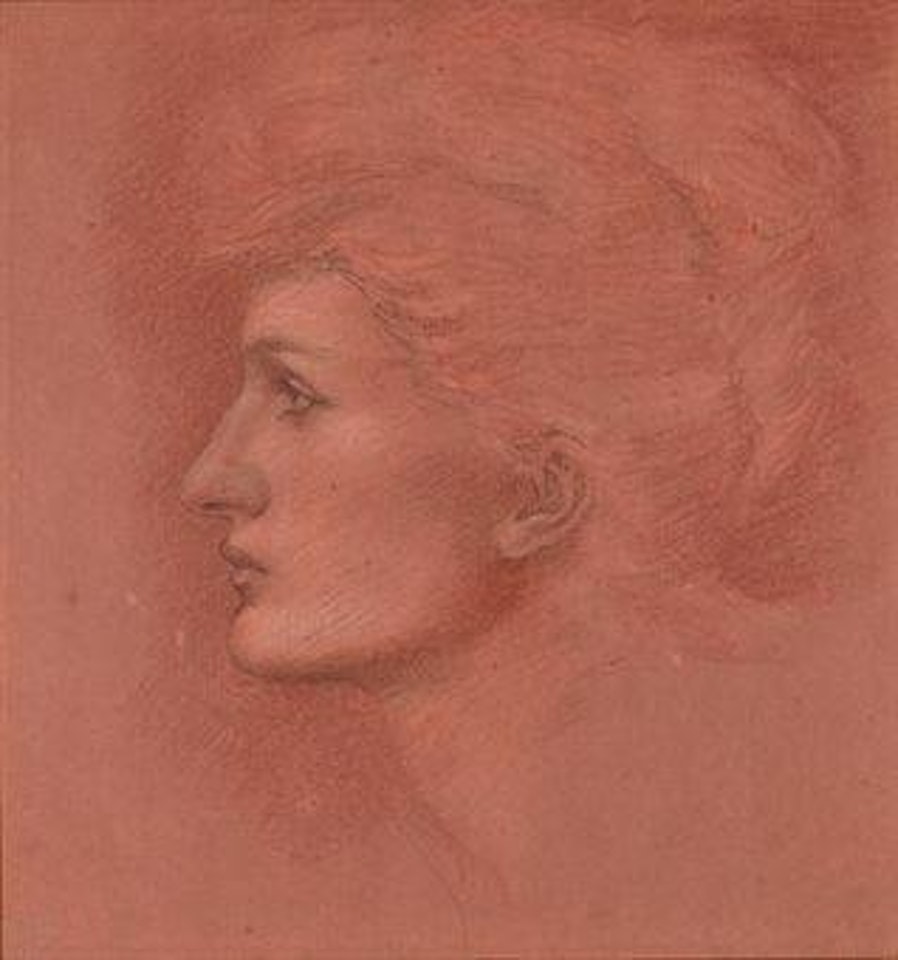 Portrait head of Kate Dolan, in profile to right by Edward Coley Burne-Jones