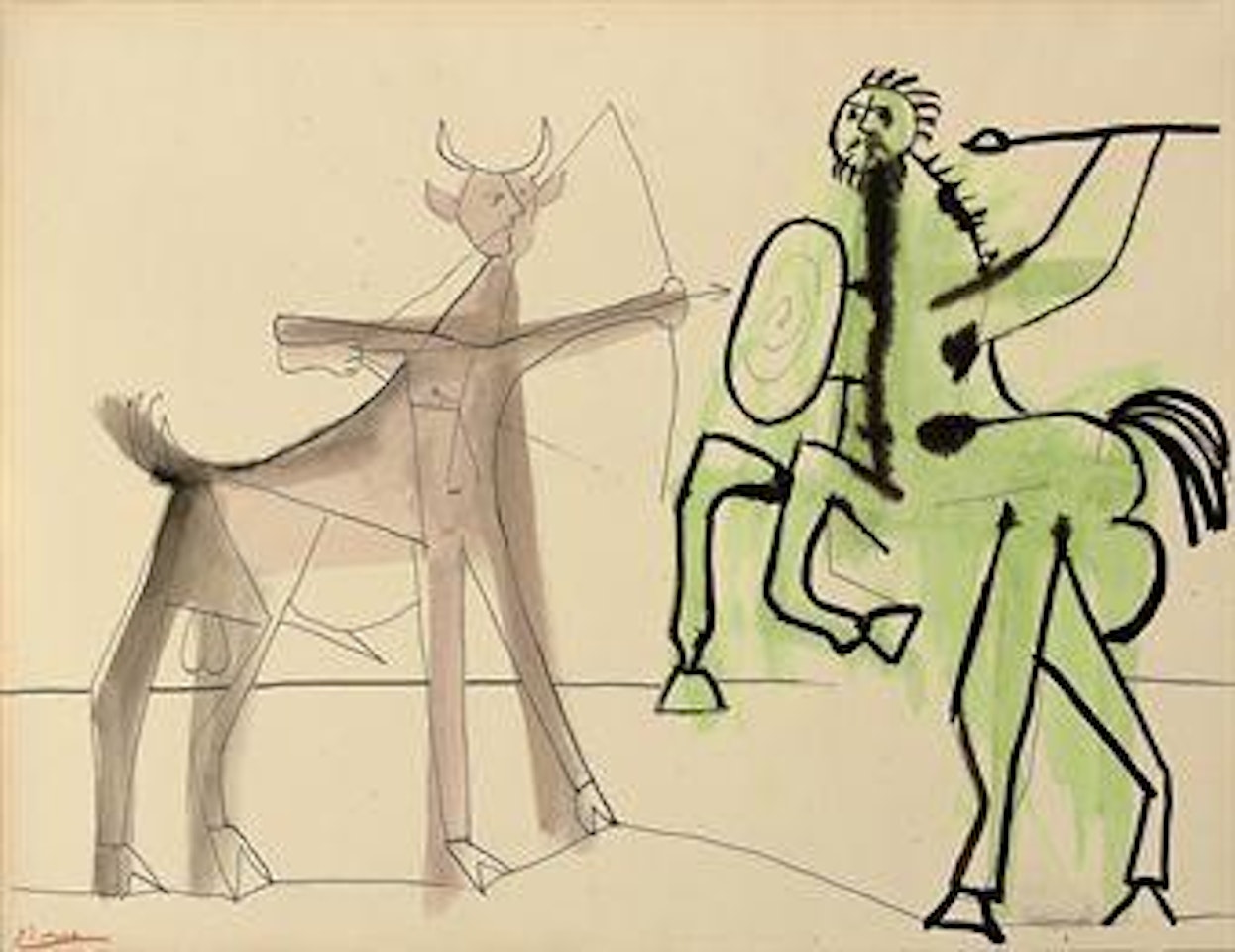 Combat de faune et de centaure by Pablo Picasso