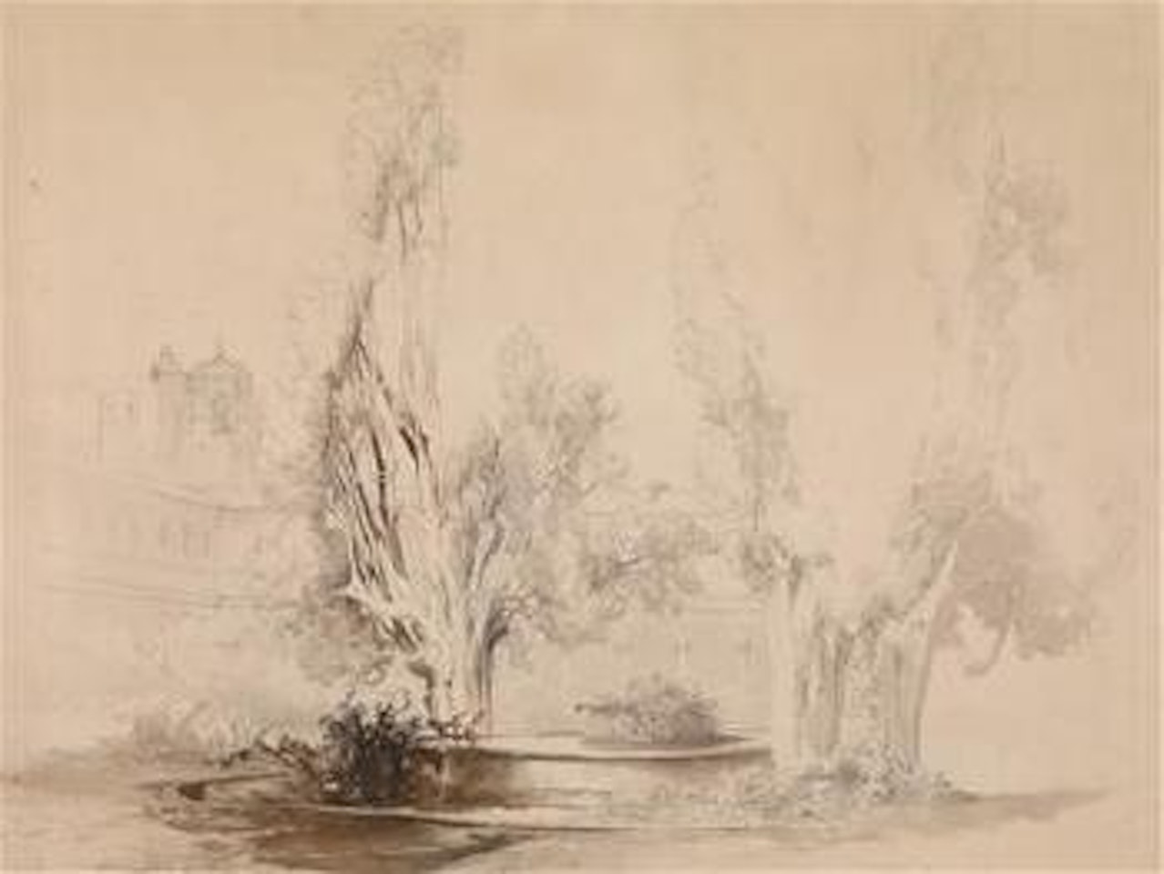 A view of Sta. Maria degli Angeli in Rome by Rudolf von Alt