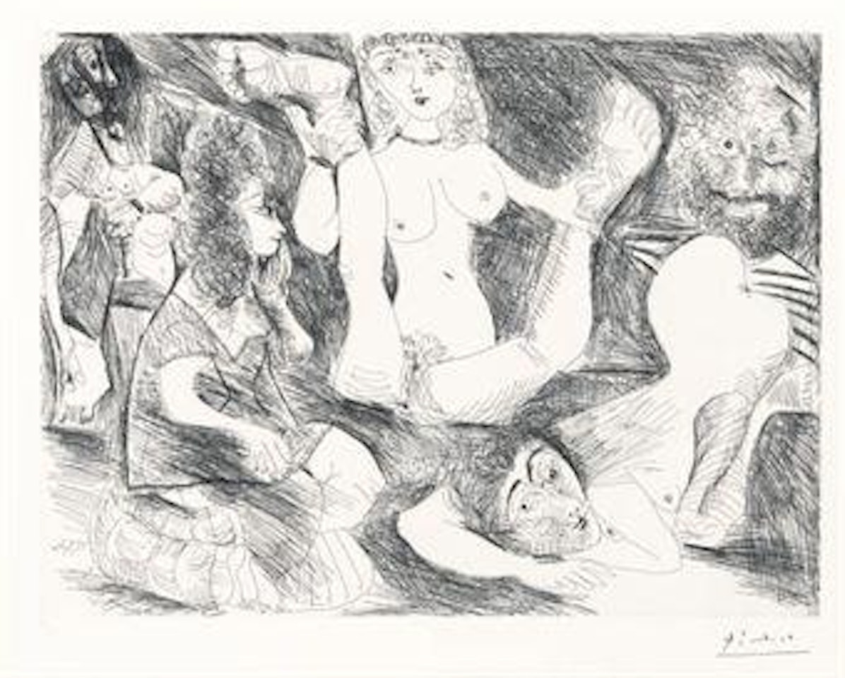 Bain de Minuit Femmes surprises par un Marin Hilare, from La Série 156 by Pablo Picasso