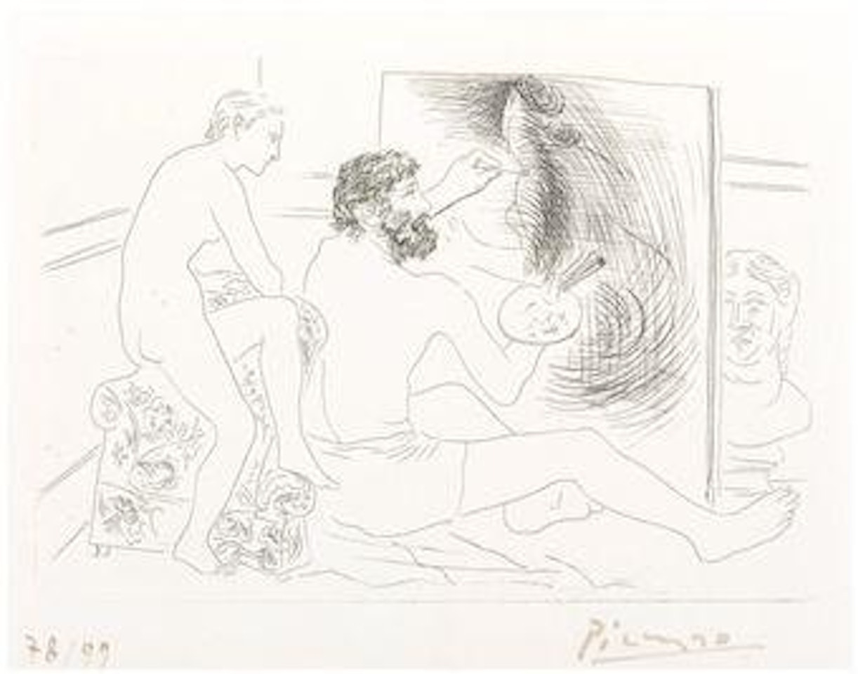 Peintre travaillant, from Le Chef d'OEuvre Inconnu (B 89; Ba 130; see Cramer books 20) by Pablo Picasso