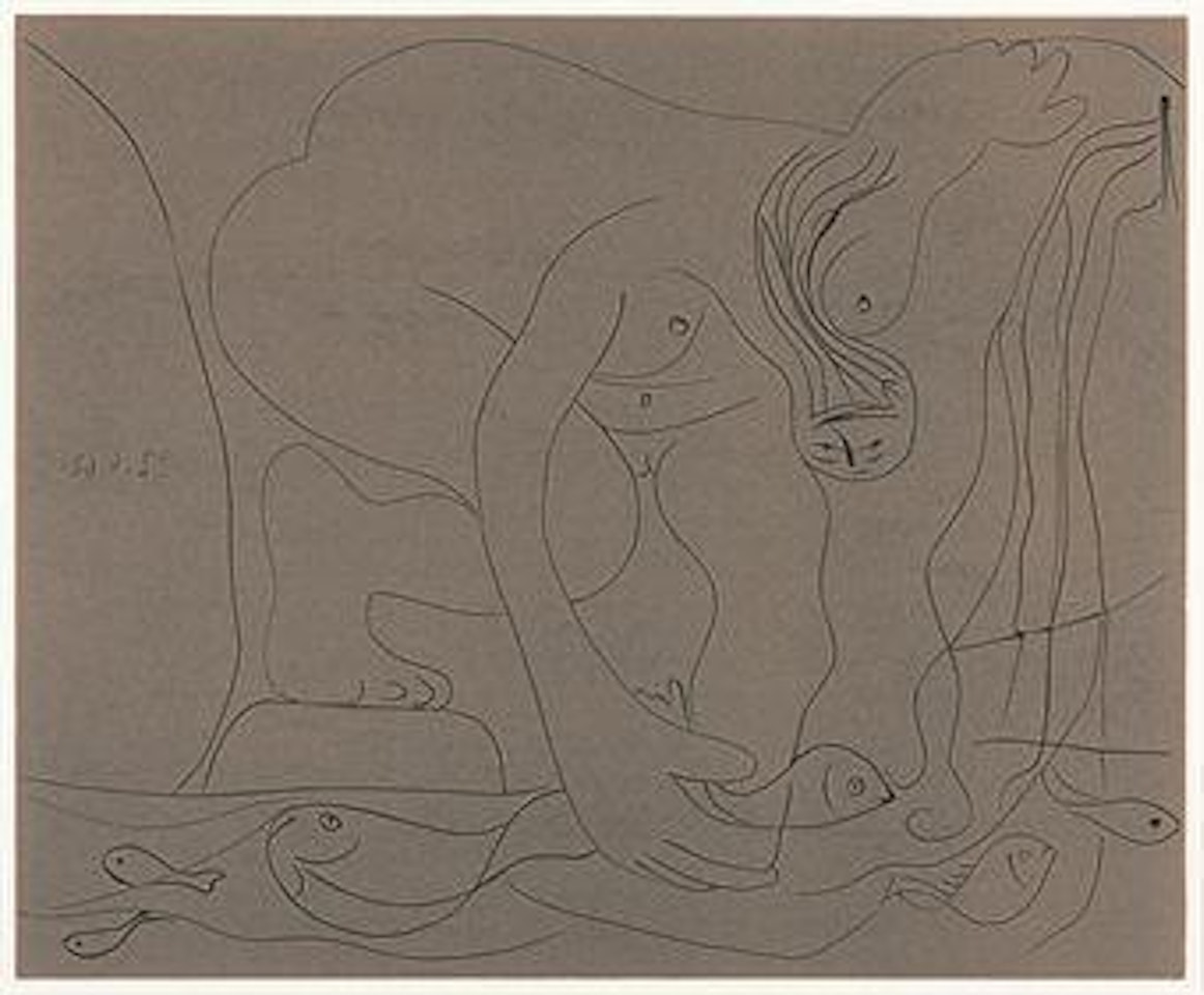 Femme nue pÃªchant des Truites Ã  la Main (Ba 1327) by Pablo Picasso