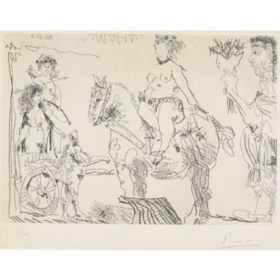 ScÃ¨ne De ThÃ©Ã¢tre: Amazone, VÃ©nus De Foire, Homme Au Bouquet (B. 1245; C. Books 140) by Pablo Picasso