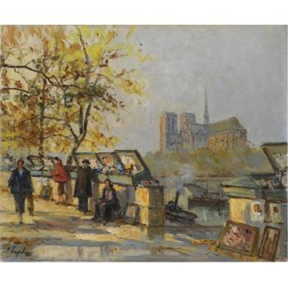 Book Sellers Along The Seine by Georgij Aleksandrovic Lapschin