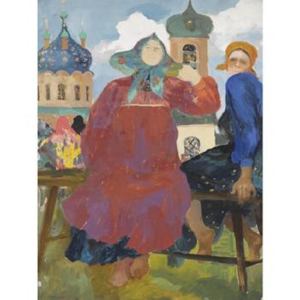 Russian Peasant Women By A Church by Filip Malyavin