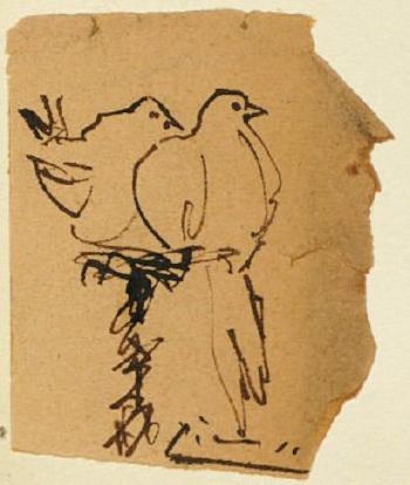 Deux pigeons sur un perchoir by Pablo Picasso