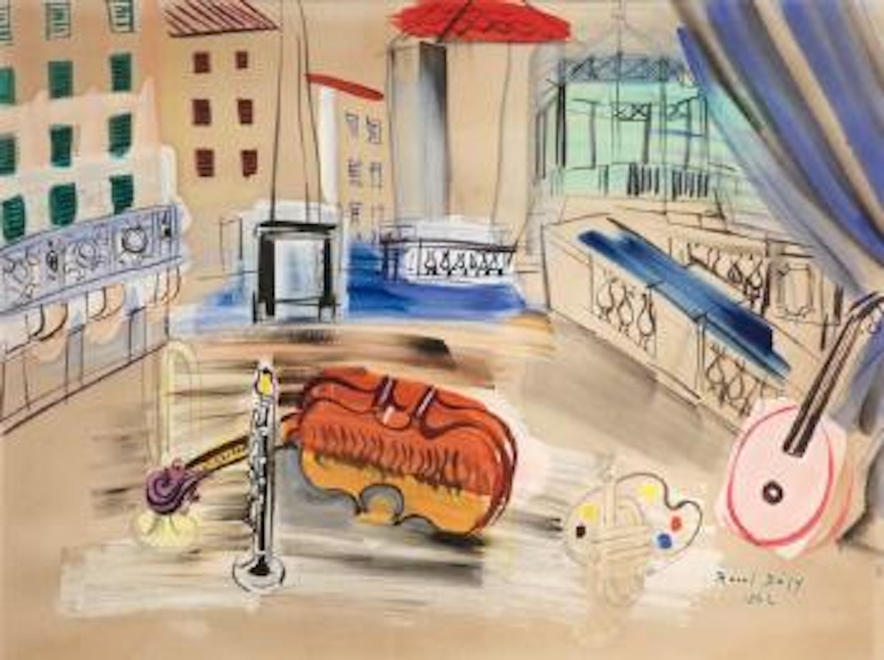 La place d'Hyères aux instruments de musique by Raoul Dufy