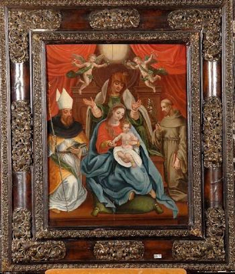 Sainte Anne, la Vierge et l'enfant Jésus entourés de Saints by Attributed to Pieter Coecke van Aelst I