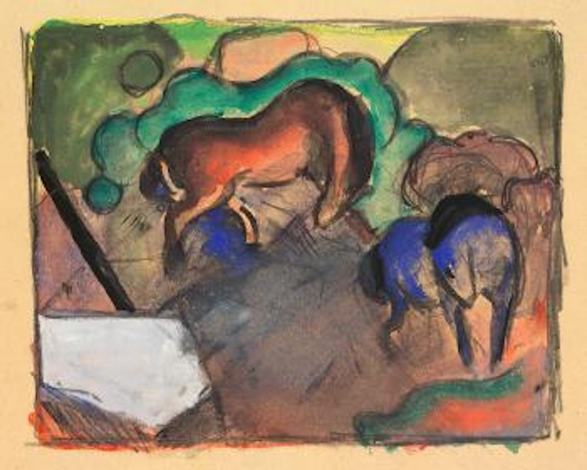 Rotes und blaues pferd by Franz Marc