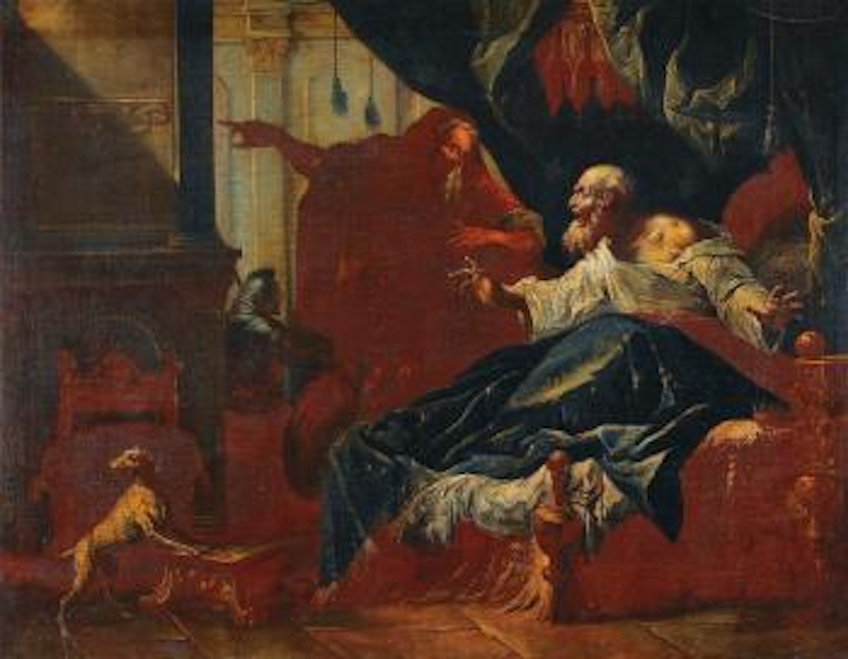 Moses, Aaron und das Schlangenwunder beim Pharao. Gott erscheint Salomon by Italian School