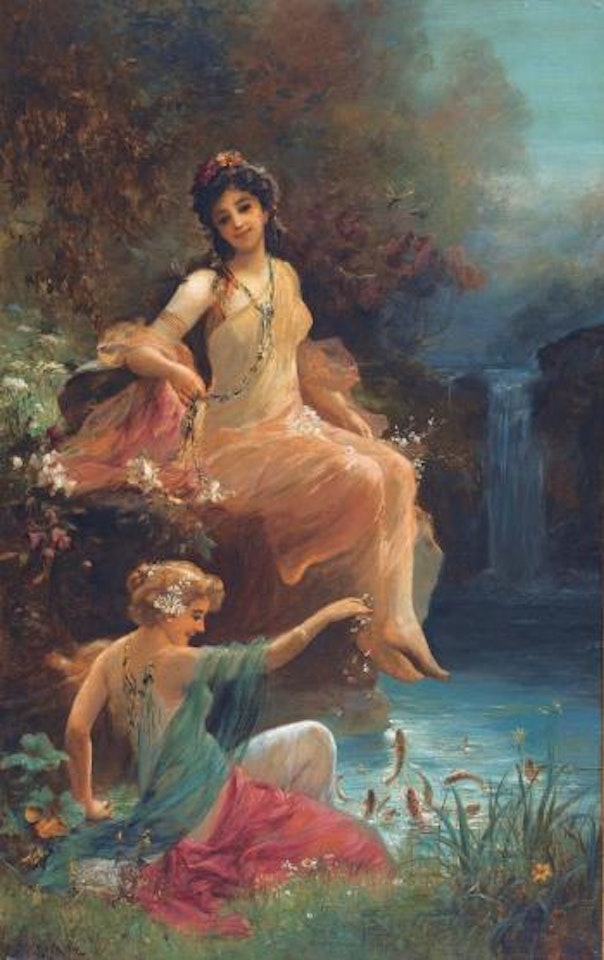 Wassernymphen am Bachufer by Hans Zatzka