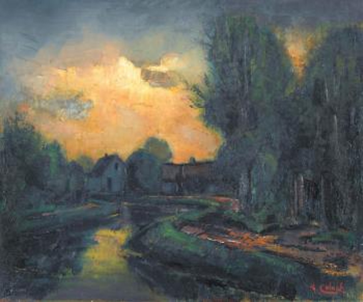 Flussuferpartie mit Weiler by Arnout Colnot