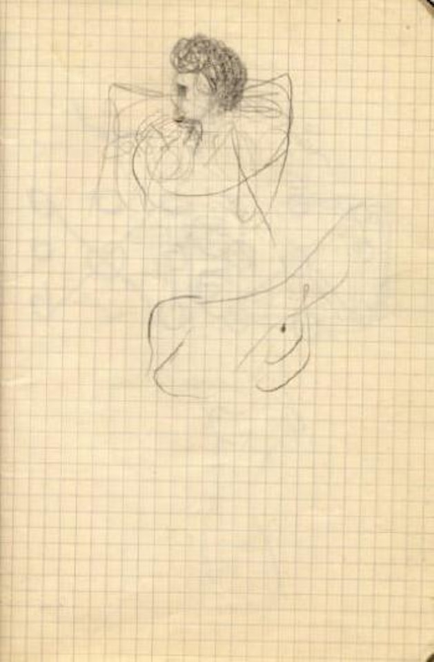 Tête de profil avec une colerette, dessin géometrique, nouvelles silhouettes du sex-appeal, femme en pleurs by Salvador Dali