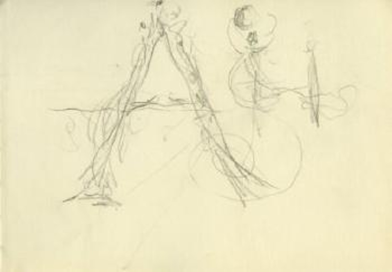 Étude calligraphique avec danseuse by Salvador Dali