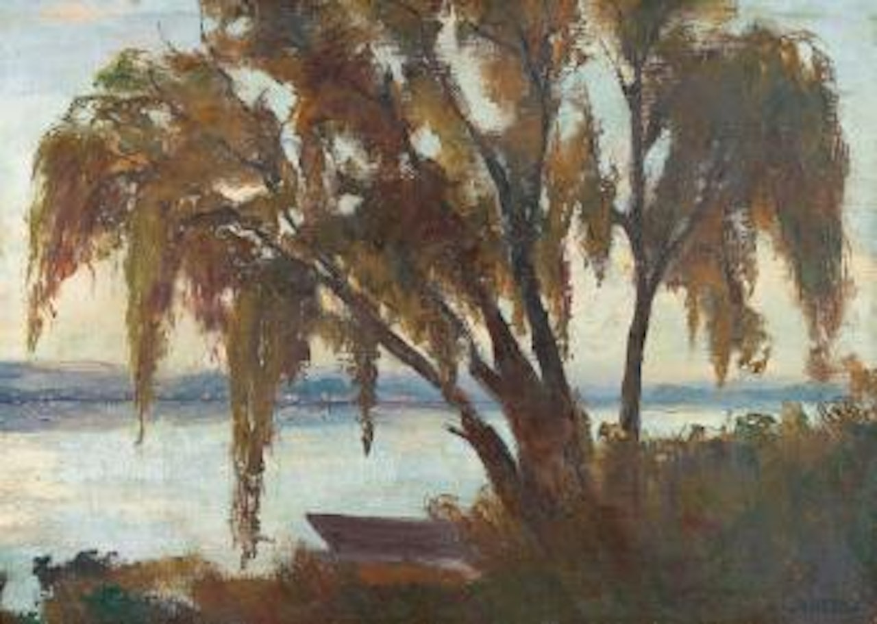 Uferpartie mit Boot by Leonid Lamm