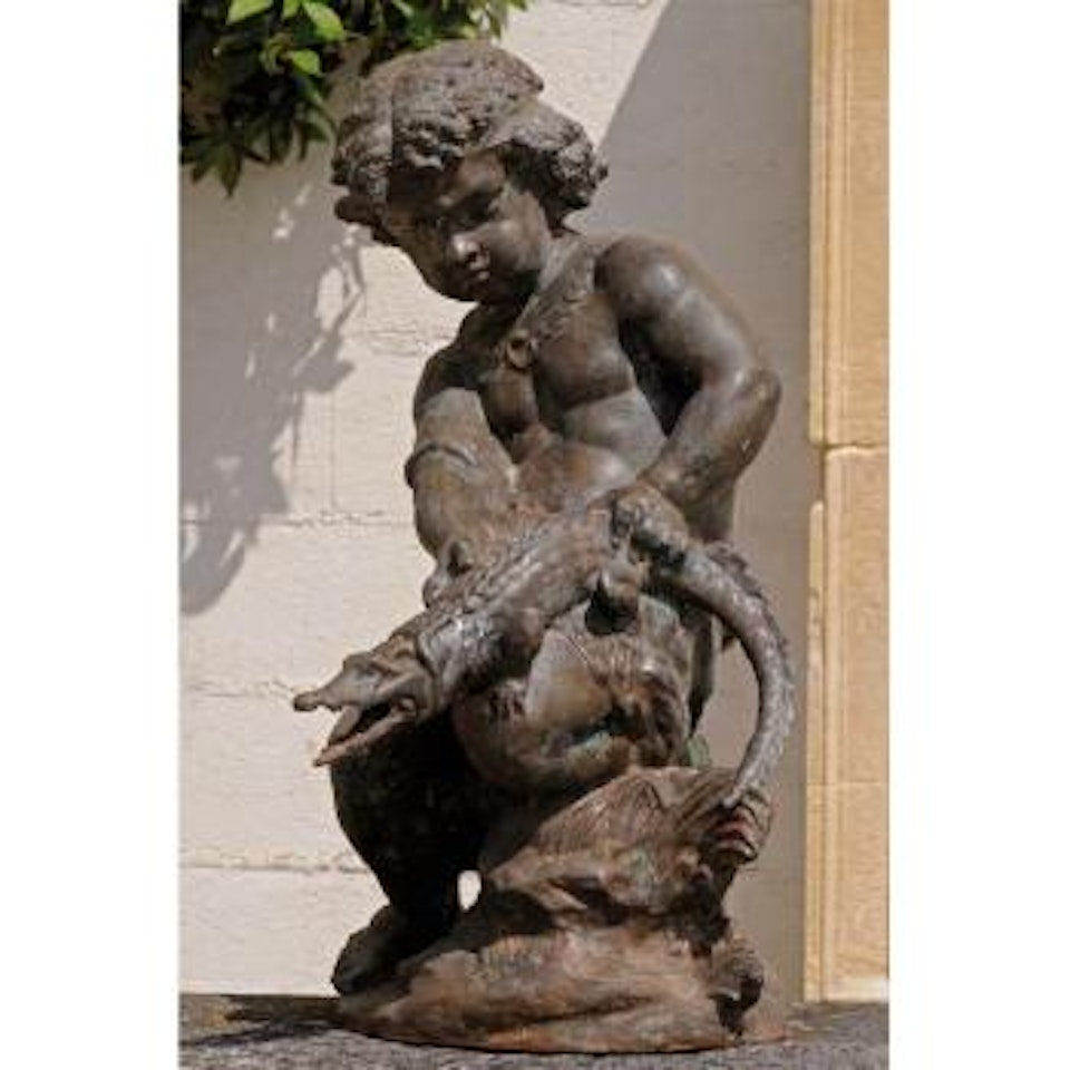 Enfant Au Crocodile En Fonte De Fer by Mathurin Moreau