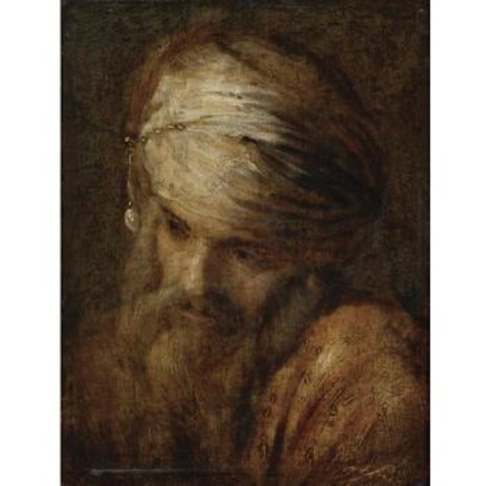 Portrait Of A Man In A Turban by Attributed to Rembrandt Harmensz van Rijn