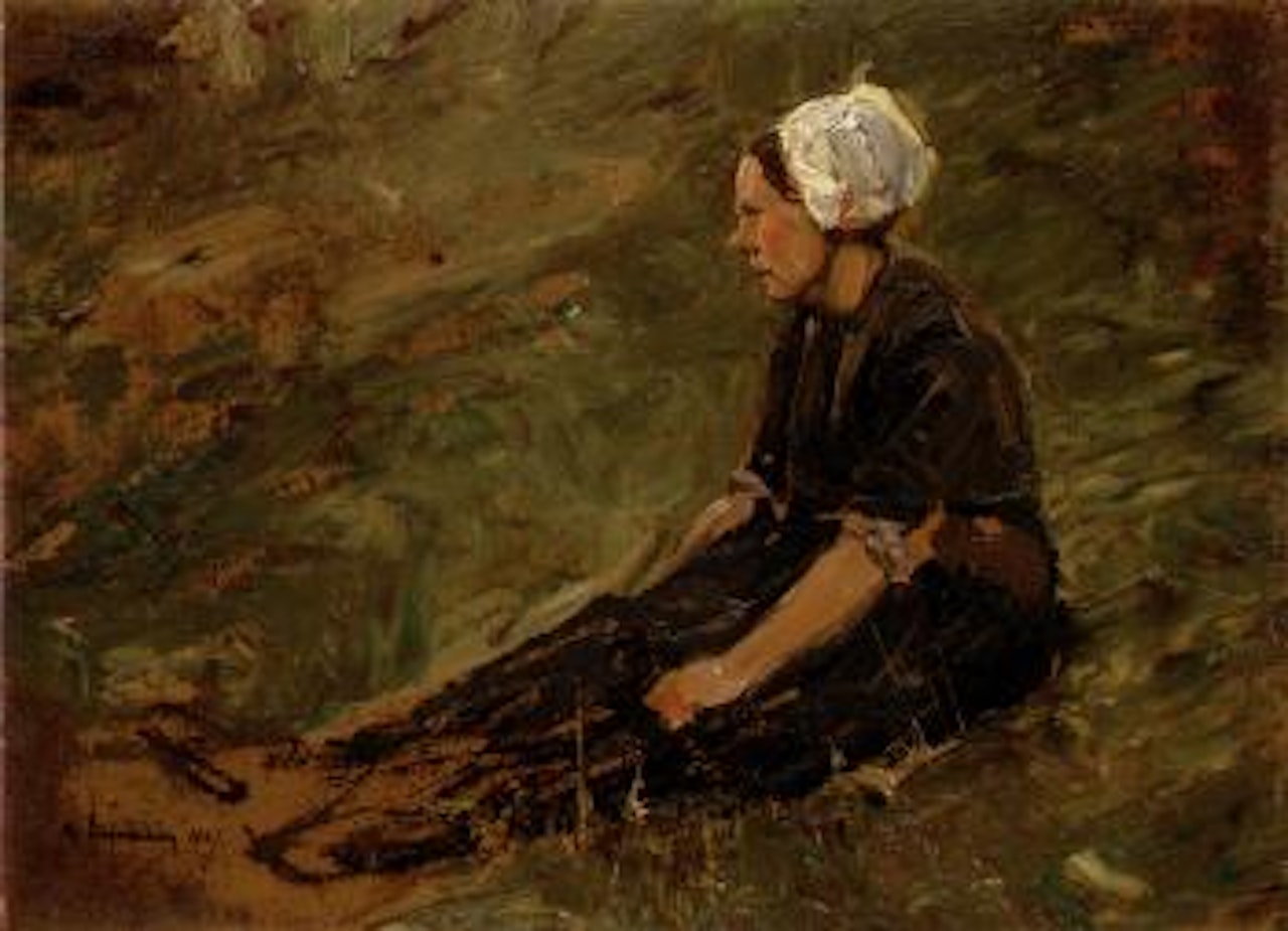 Netzflickerin by Max Liebermann