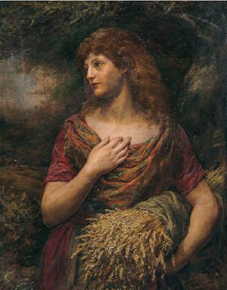 Giovane contadina con fascio di spighe by French School