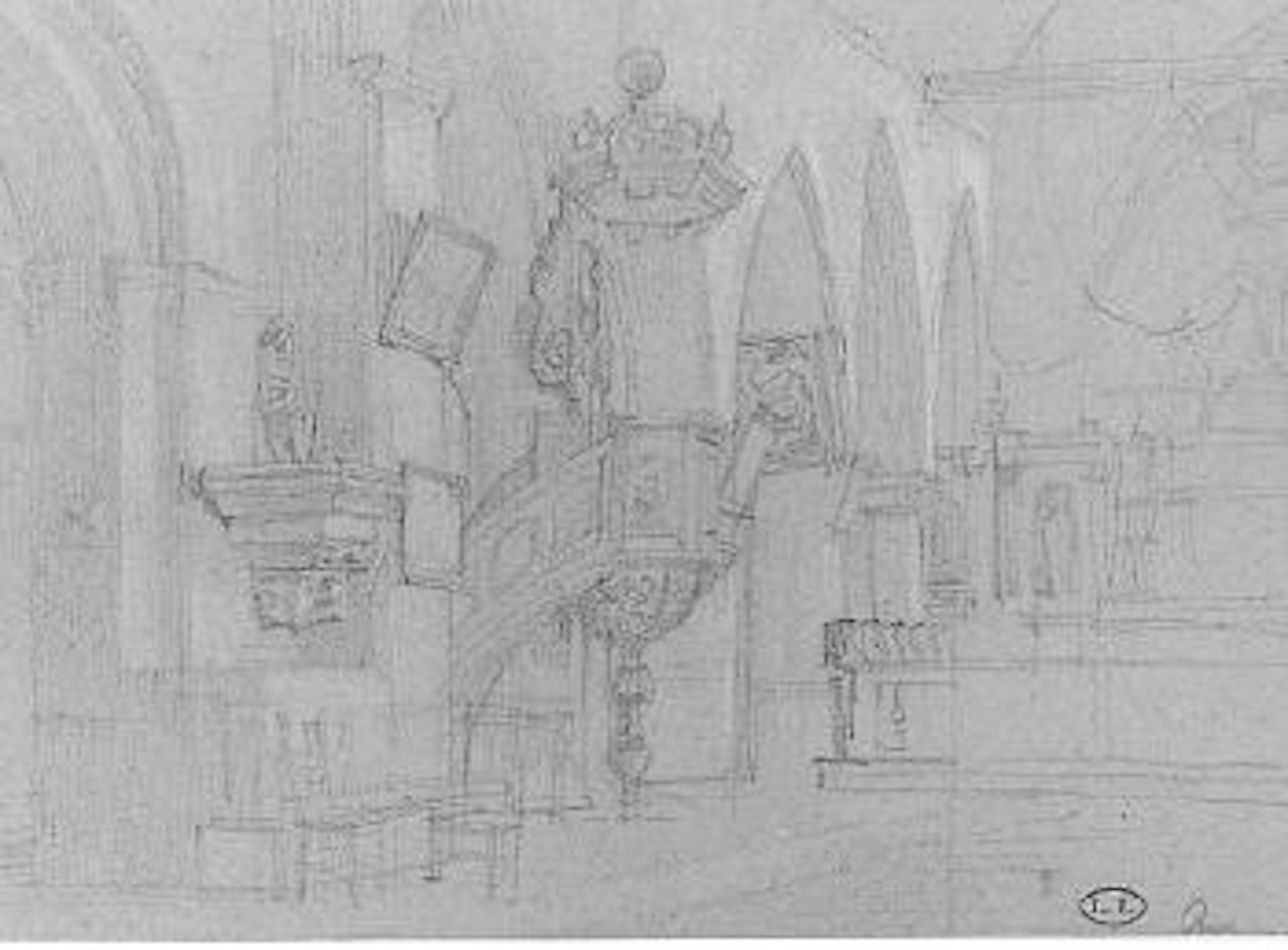 Interno della chiesa parrocchiale di Saint Jacques e Saint Guirec by Léon Augustin Lhermitte