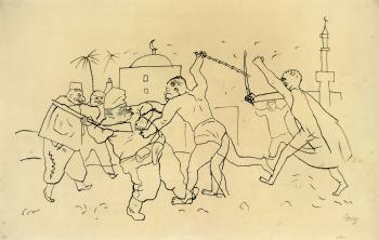 Tartarin kampft fur die freiheit des lowen by George Grosz