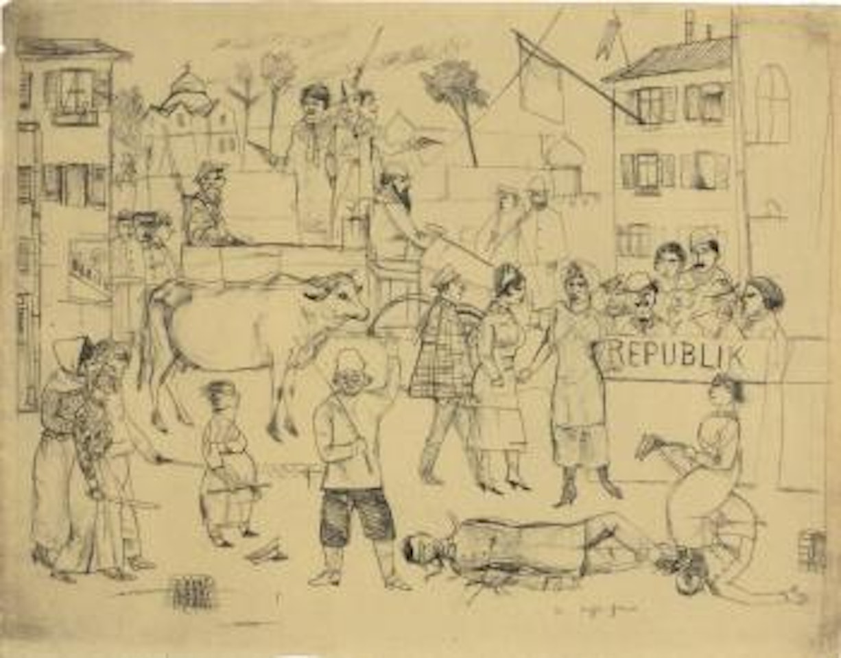 Um eine kuh (republik) by Rudolf Schlichter