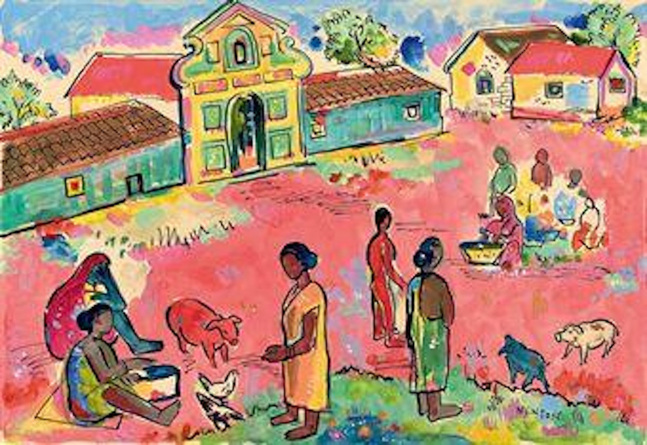 Untitled (Village Scene in Goa) by Francis Newton Souza