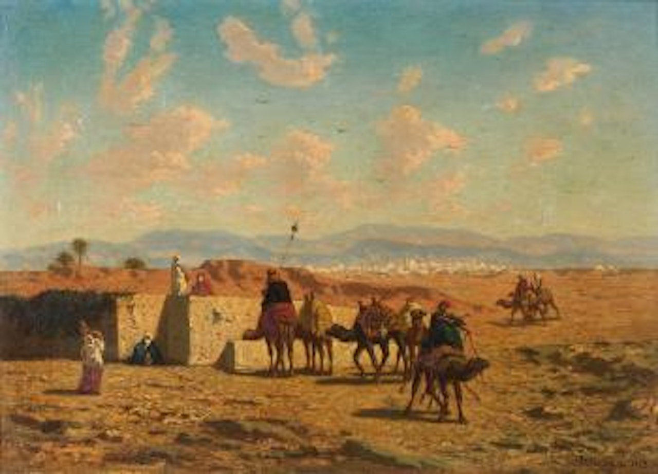 La halte des chameliers by Narcisse Berchere