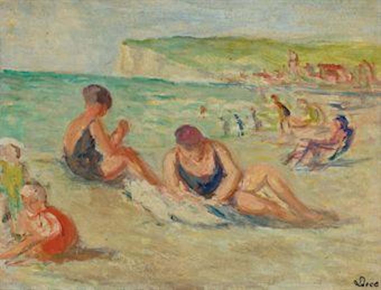 La plage à Mers-les-Bains by Maximilien Luce