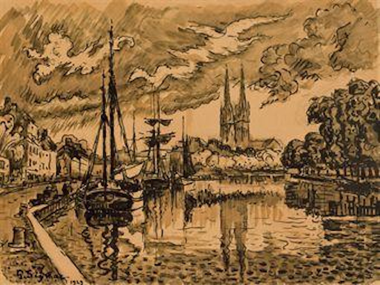 Etude pour "L'Odet à Quimper" by Paul Signac