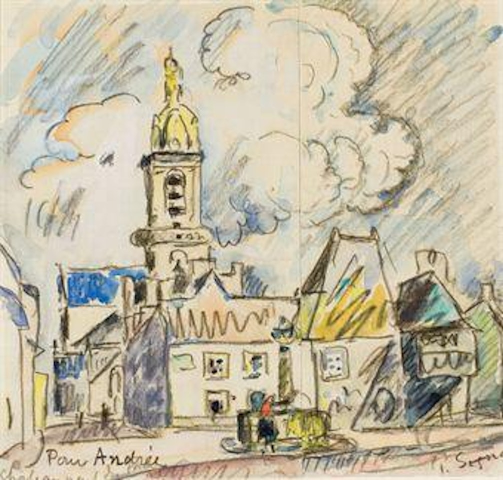 La place de l'église, Châteauneuf-du-Faou by Paul Signac