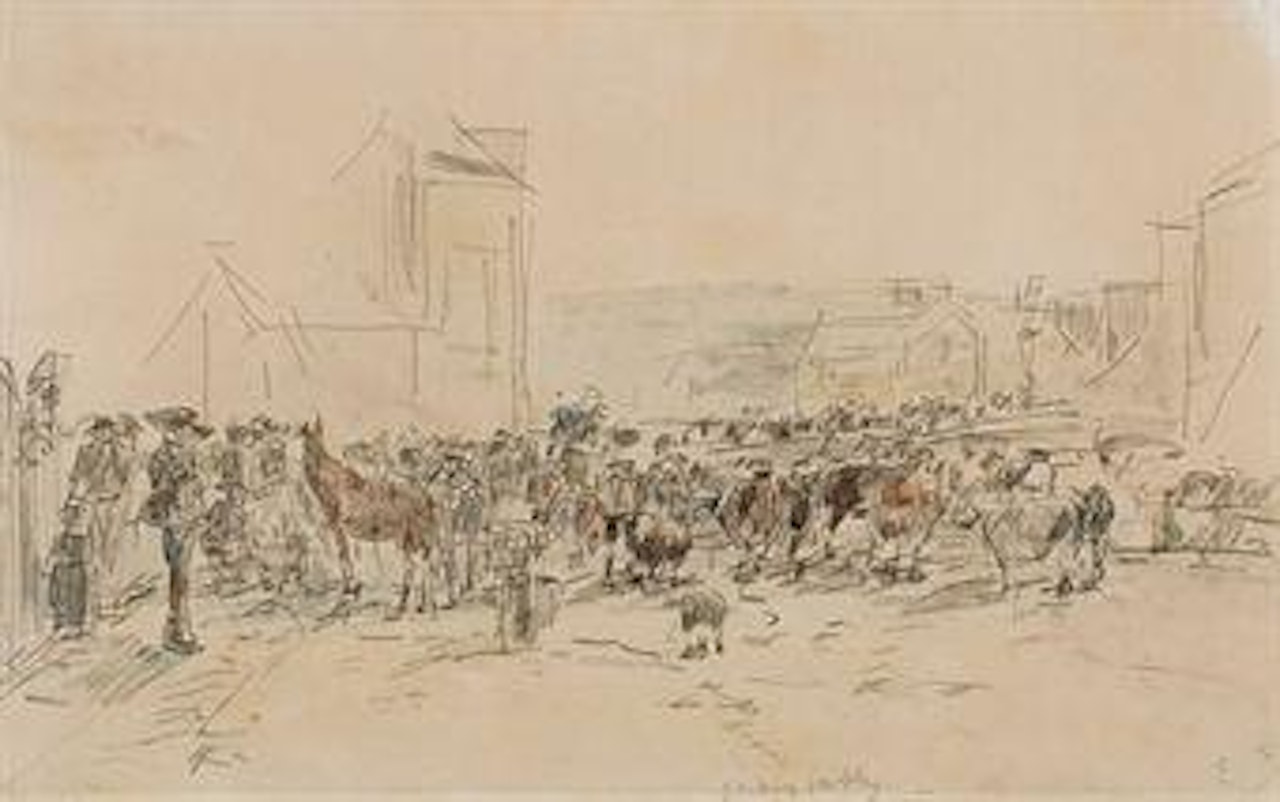 Marché aux bestiaux en Bretagne by Eugène Boudin