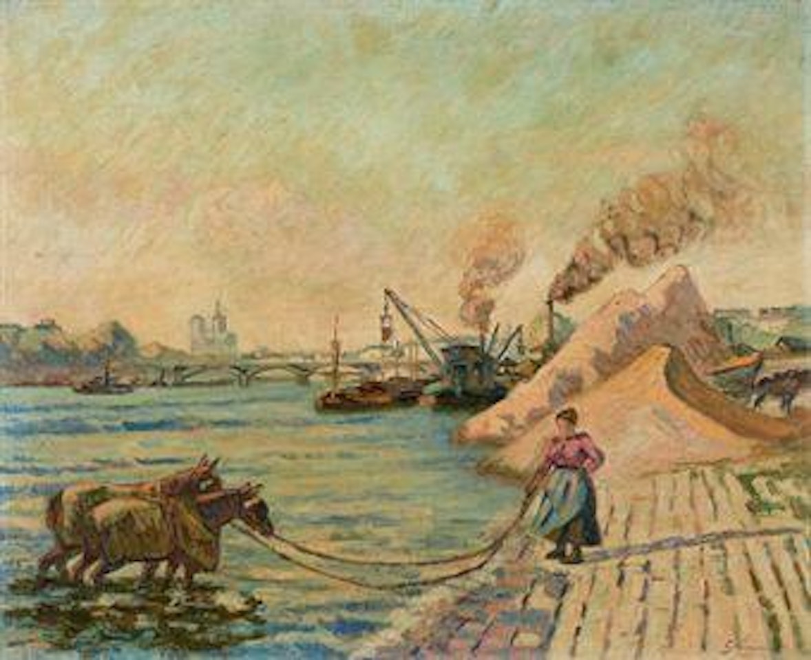 Le bain des chevaux quai de Bercy by Armand Guillaumin