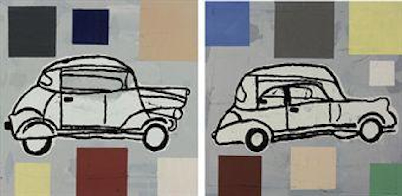(i) Abstract Painting with Car #1  (ii) Abstract Painting with Car #2 by Donald Baechler