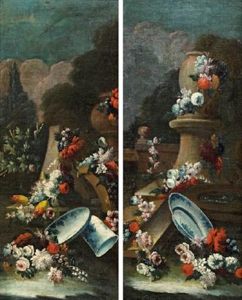 Blumenstilleben mit Porzellanschale. Blumenstillleben mit Porzellanschale und -krug by Gasparo Lopez