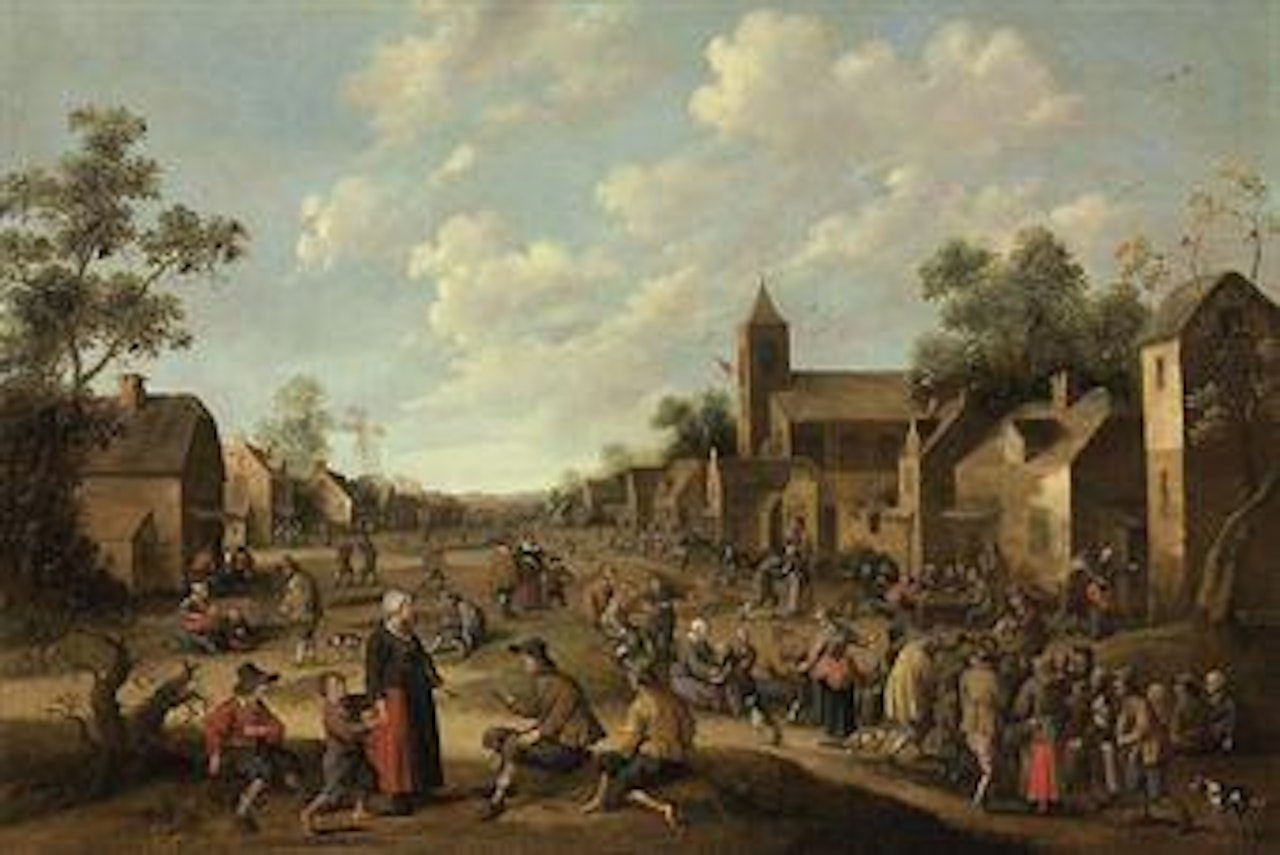 A village street scene by Joost Cornelisz Droochsloot