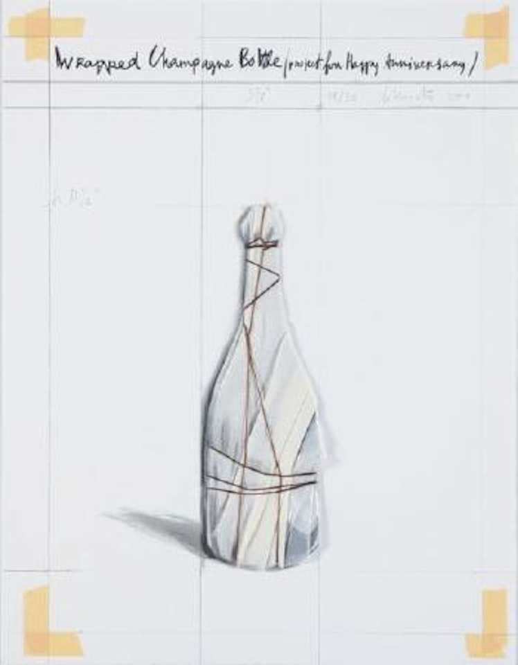 Wrapped Champagne Bottle (Project for Happy Anniversary) by Christo