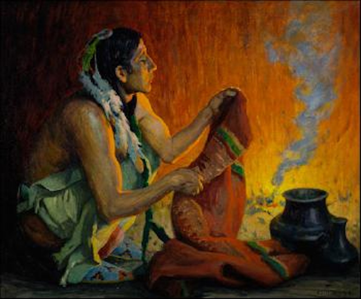 Smoke ceremony by E. Irving Couse