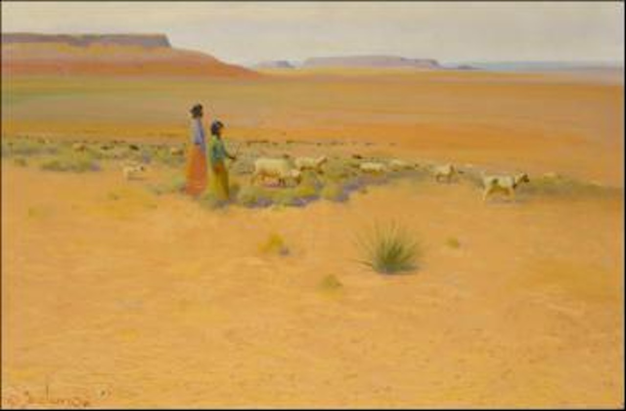 Tending the sheep by Gerard Curtis Delano