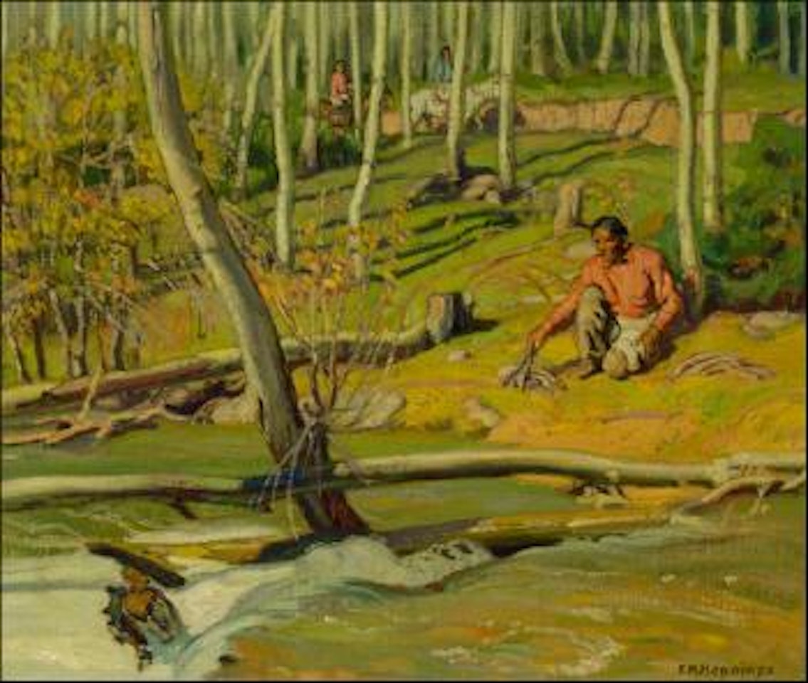 Building a campfire by Ernest Martin Hennings