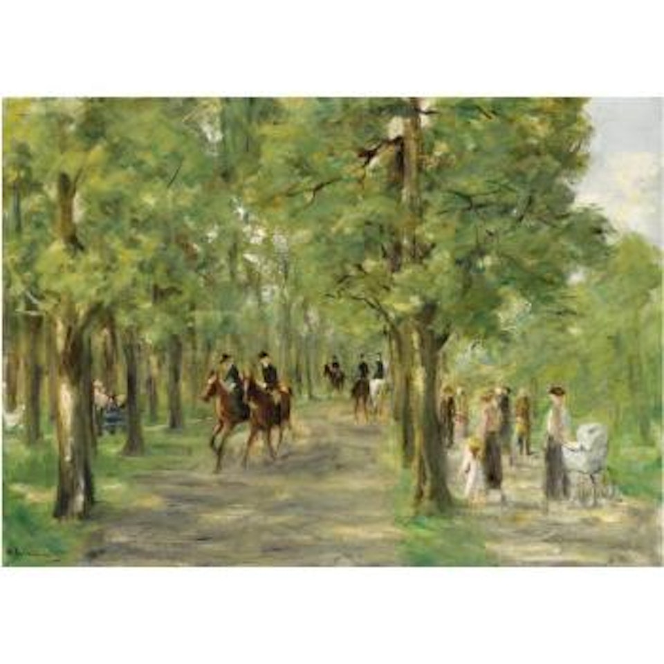 Allee Im Tiergarten Mit Reitern Und Spaziergängern (Path In The Tiergarten With Riders And Strollers) by Max Liebermann