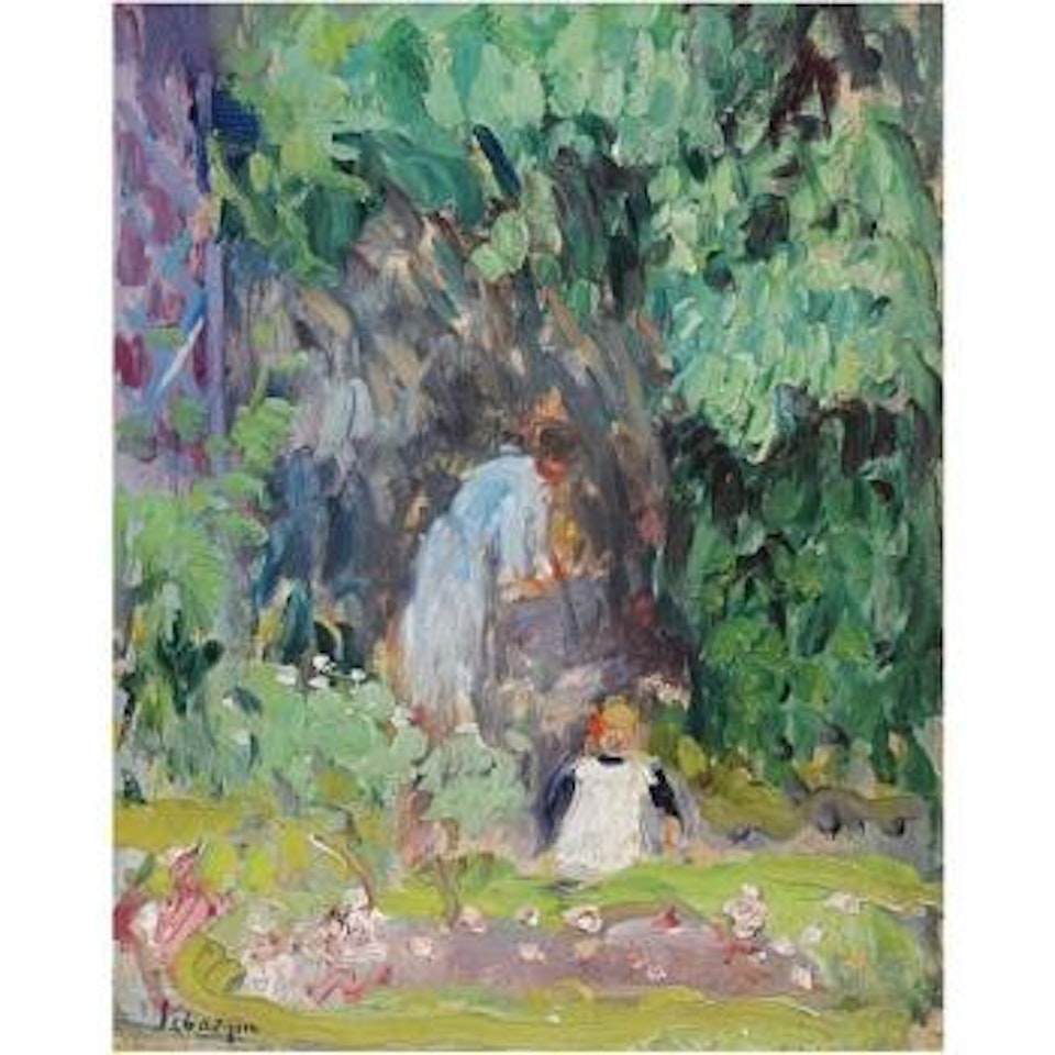 Madame Lebasque Et Sa Fille Au Jardin by Henri Lebasque