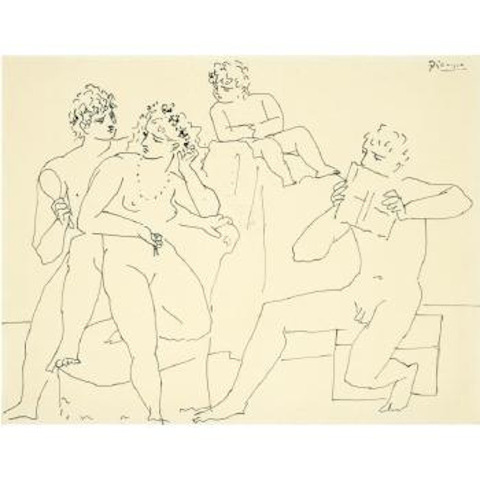 Jeune Homme Au Miroir, Nu, Joueur De Flûte De Pan, Enfant by Pablo Picasso
