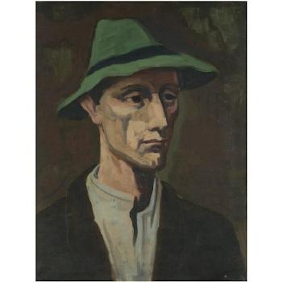 Männerkopf Mit Grünem Hut (Man With Green Hat) by Karl Hofer