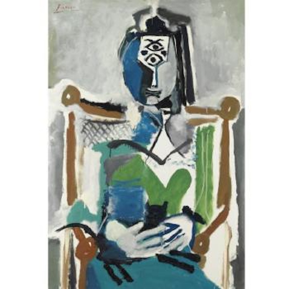 Femme Au Chat Assise Dans Un Fauteuil by Pablo Picasso