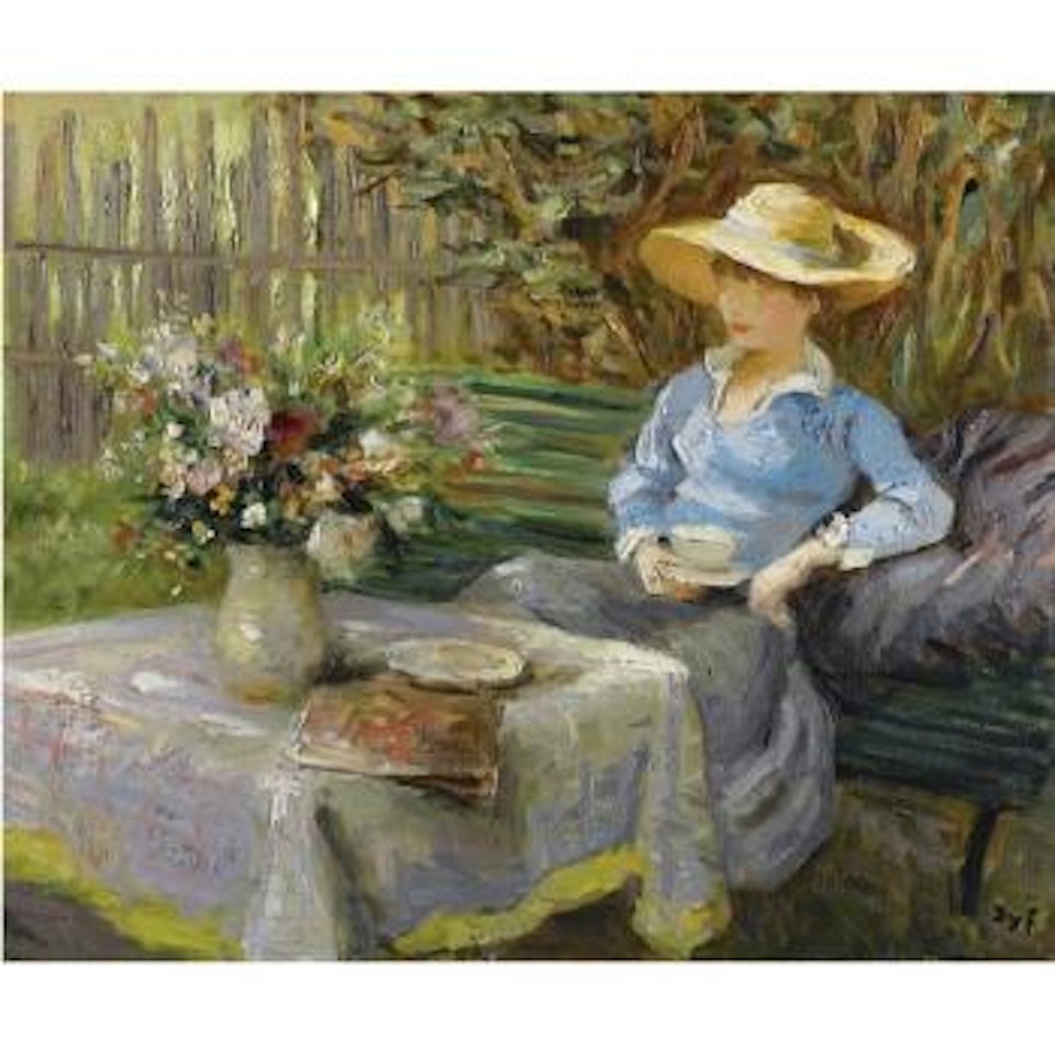 Jeune Fille Assise Sur Un Banc by Marcel Dyf