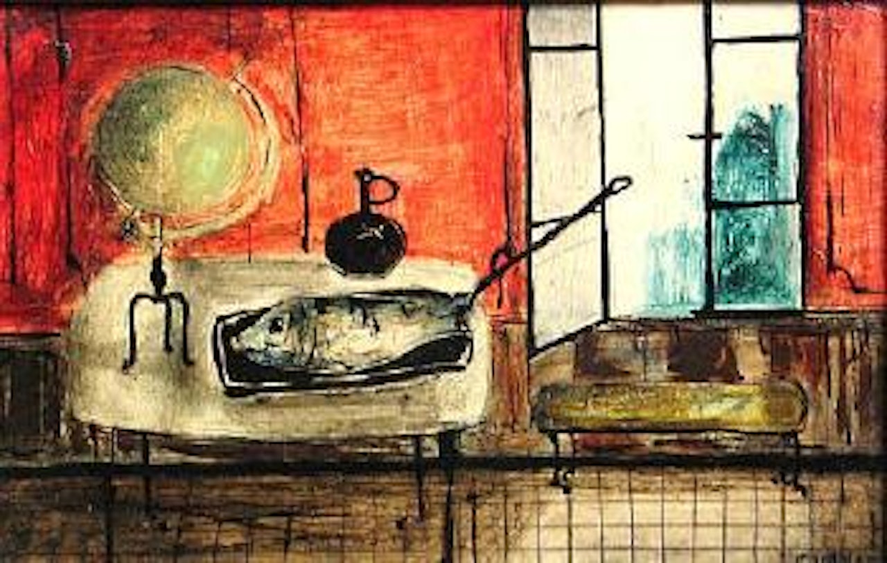 Still life with globe and fish by Claude Venard